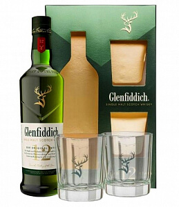 Glenfiddich 12r. 40% 0,7l Škótska whisky- darčekové balenie s pohármi