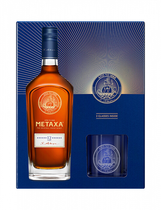 METAXA 12* 40% 0,7l + 2x pohár